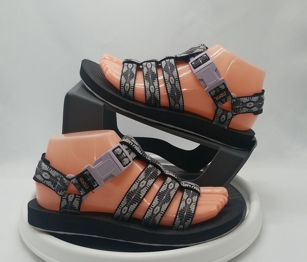 Teva Black & Grey Original Dorado Strappy Sandals Aztec Tribal Print with Buckle